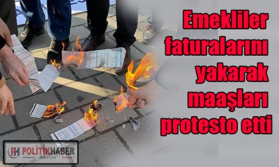 Emekliler fatura takarak maaşları protesto etti!